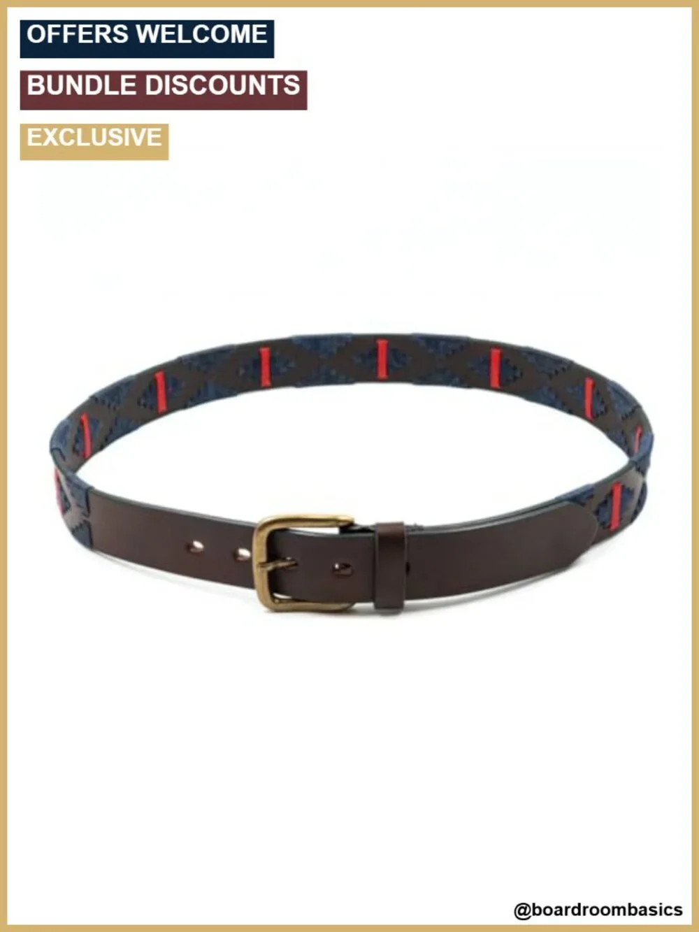 Hand-Stitched Leather Polo Belt for Men